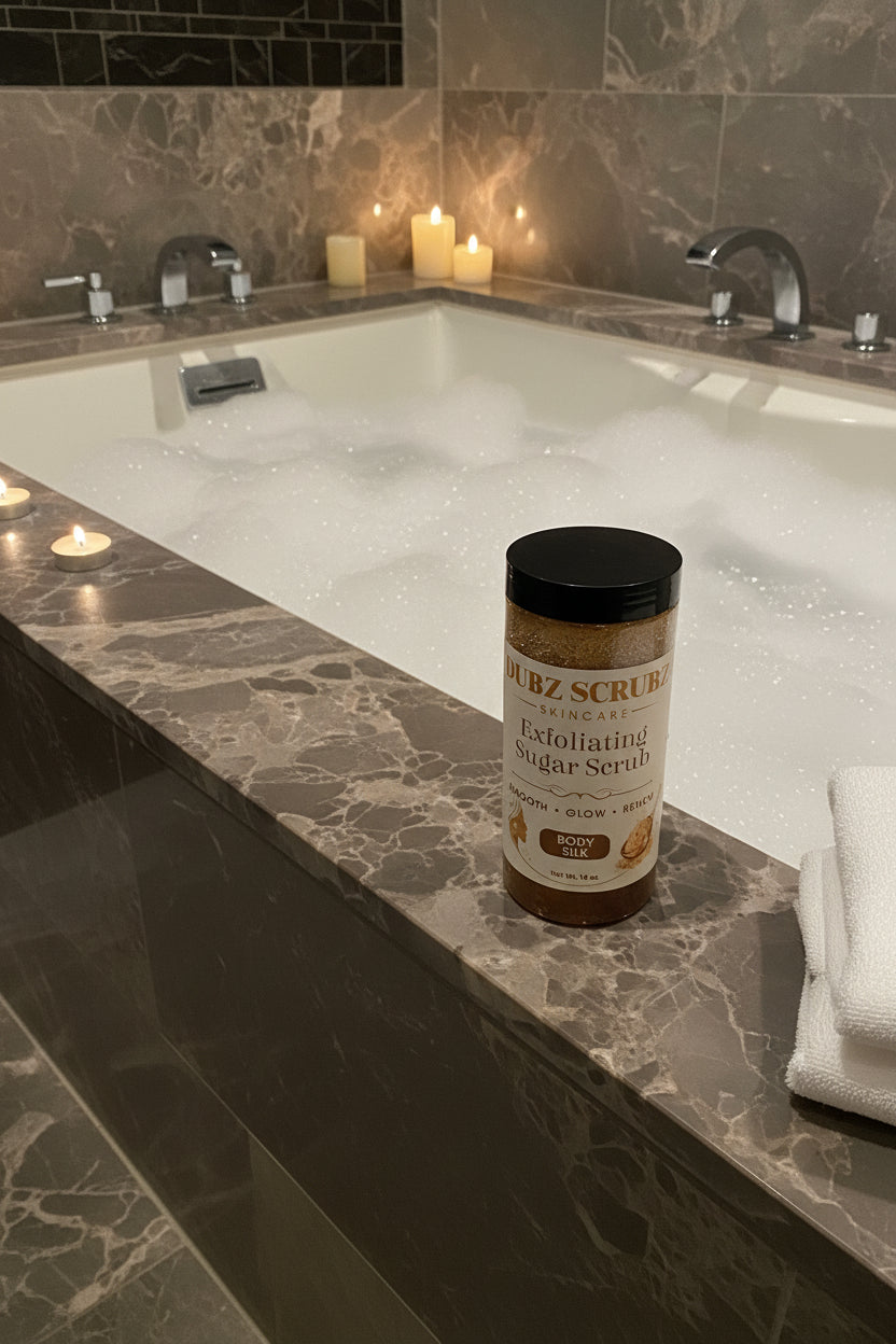 Your bath routine will never be the same. ✨ #BodySilk #DubzScrubz